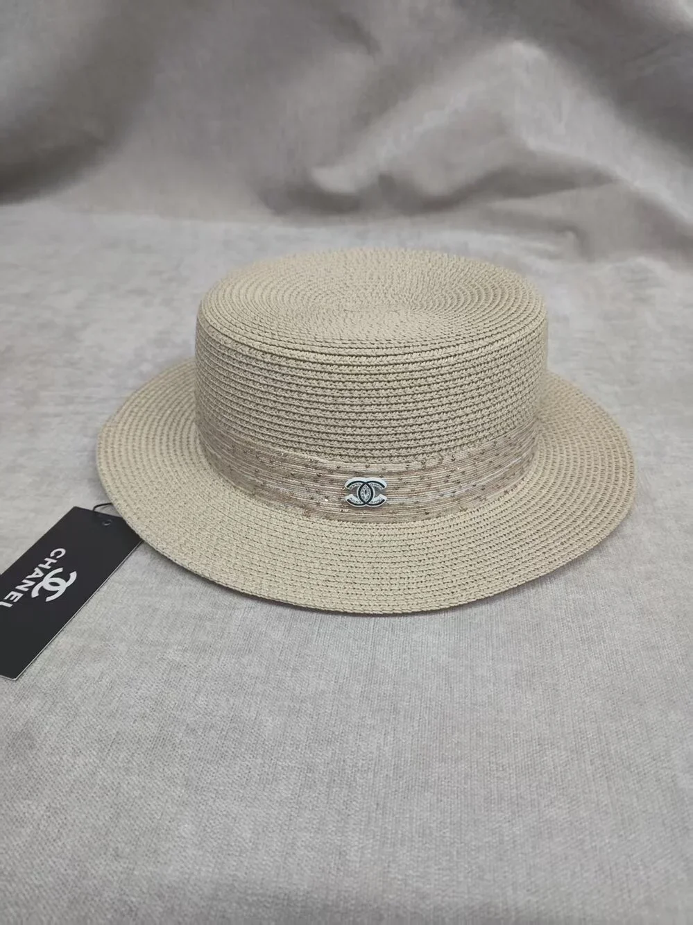 ✨Chanel Natural Woven Straw Boater Hat